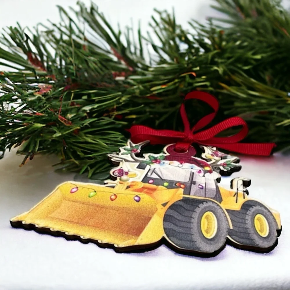 New Christmas Front Loader Truck Ornament - Handmade & Personalized